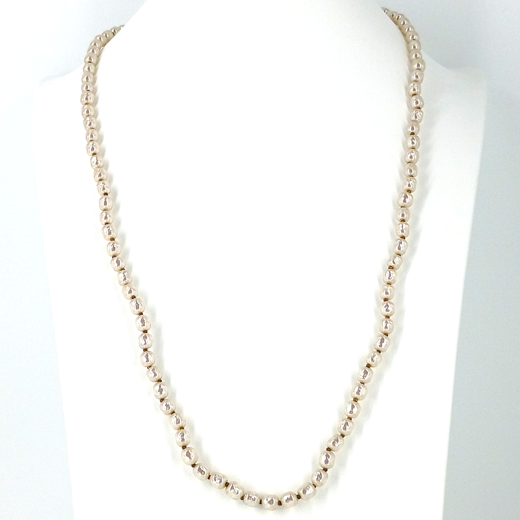 Miriam Haskell Baroque Pearl Necklace, Vintage 1969 Faux Pearl Strand