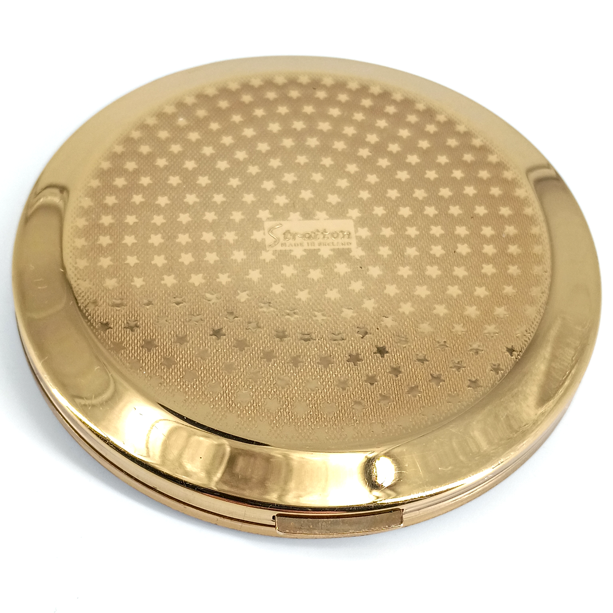 1960s Stratton Convertible Compact Blue Enamel Rose Design Powder Compact Made in England