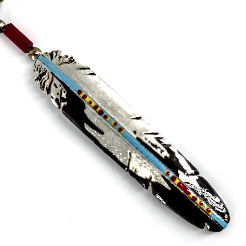 Vintage Native American Sterling Silver Feather Dangle Earrings, Signed Artisan