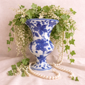 Elegant Vintage Blue & White Chinoiserie Porcelain Wall Pocket Planter