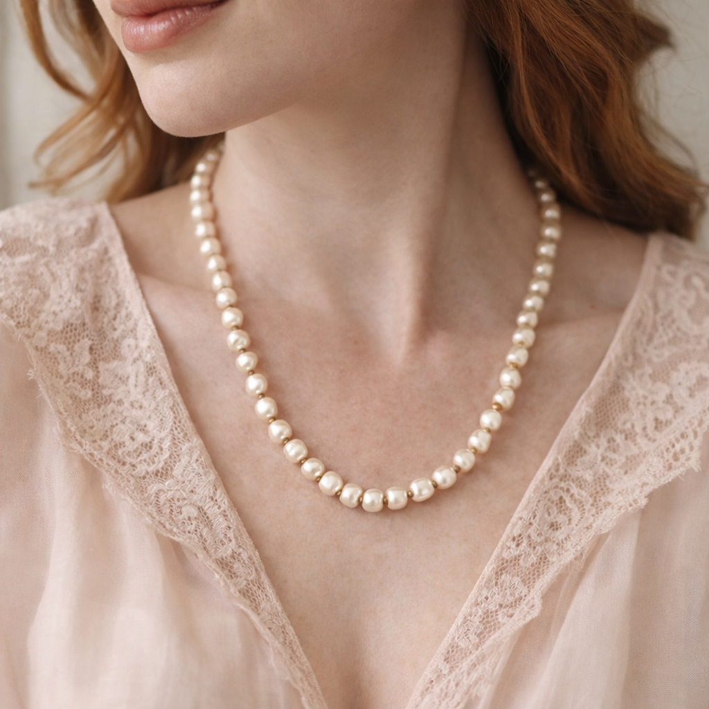 Miriam Haskell Baroque Pearl Necklace, Vintage 1969 Faux Pearl Strand