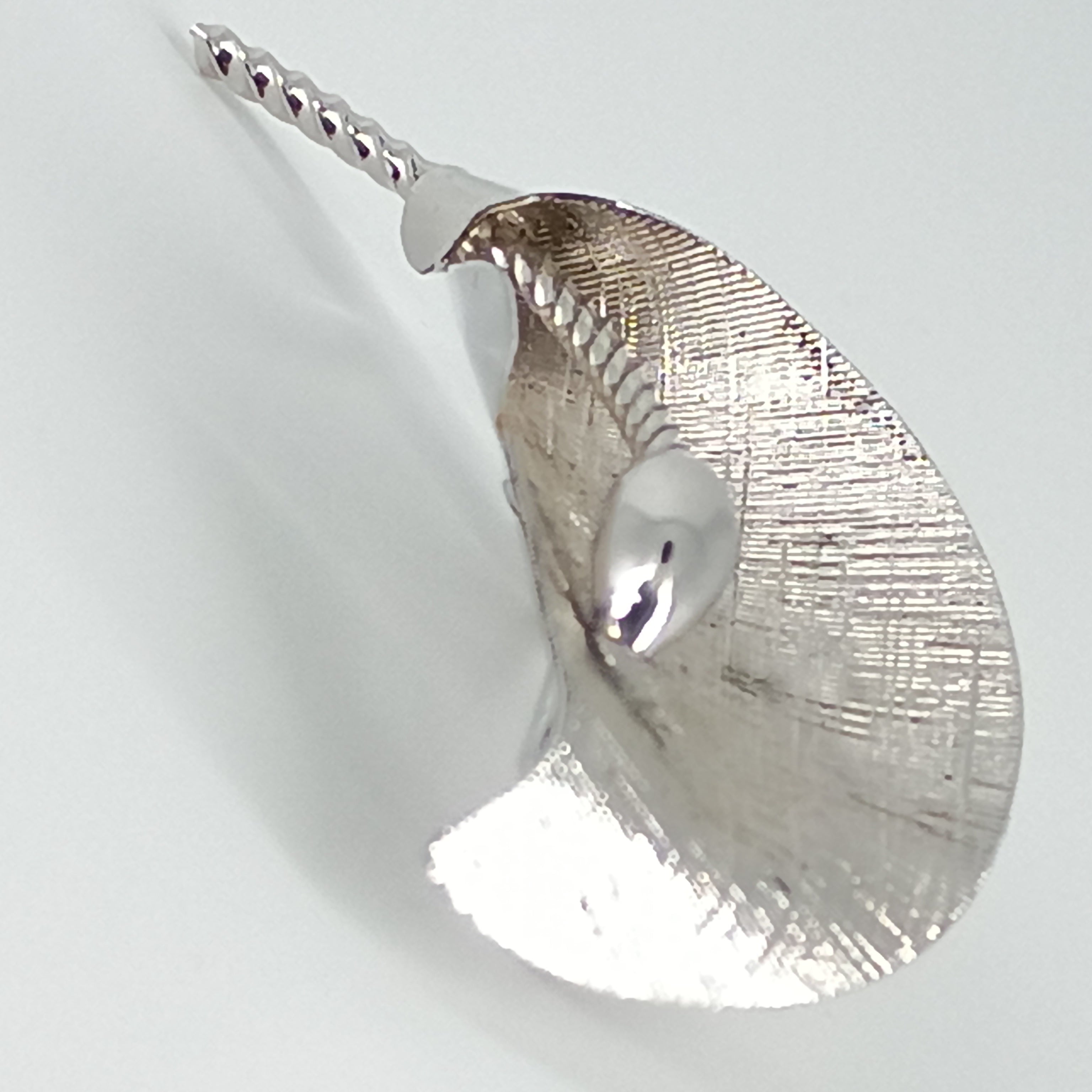 Vintage Sterling Silver Leaf Brooch, Textured Modernist Design, Mid Century Organic Form Pin