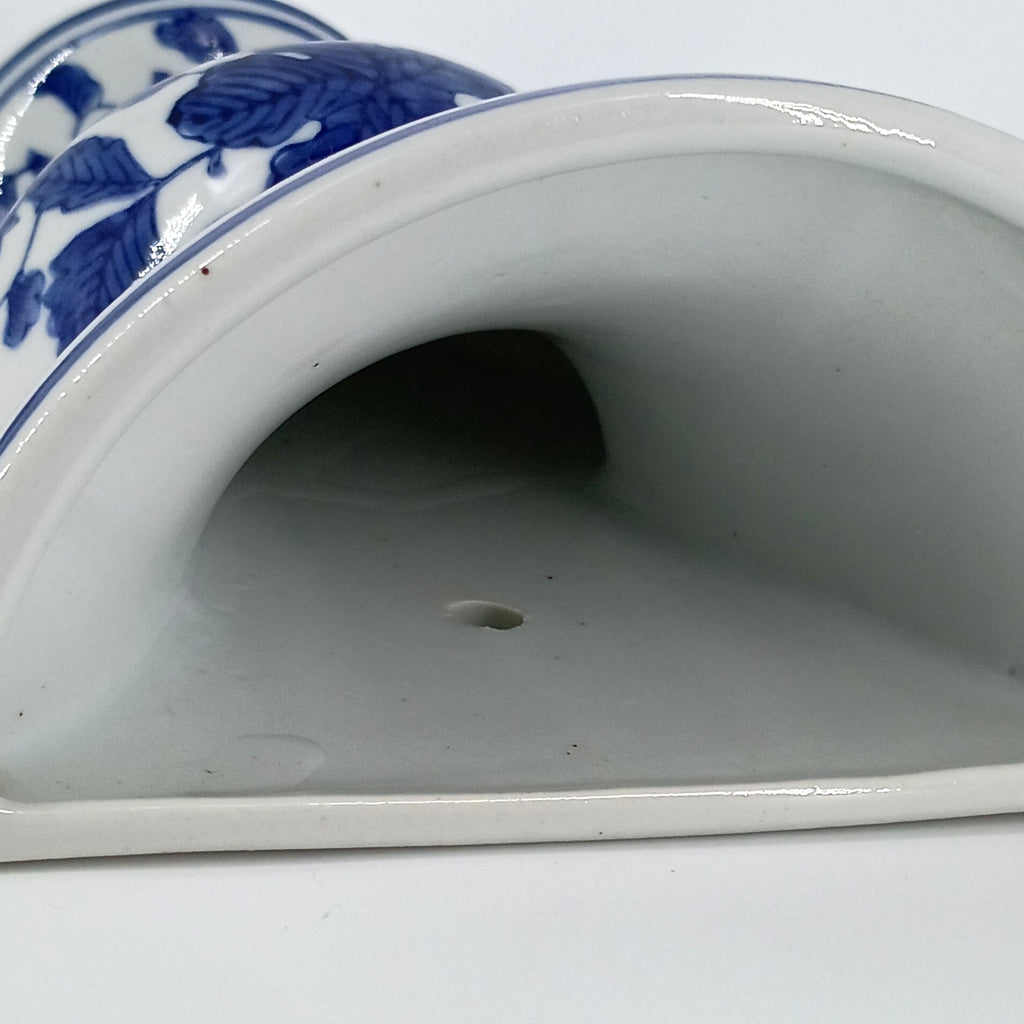 Elegant Vintage Blue & White Chinoiserie Porcelain Wall Pocket Planter