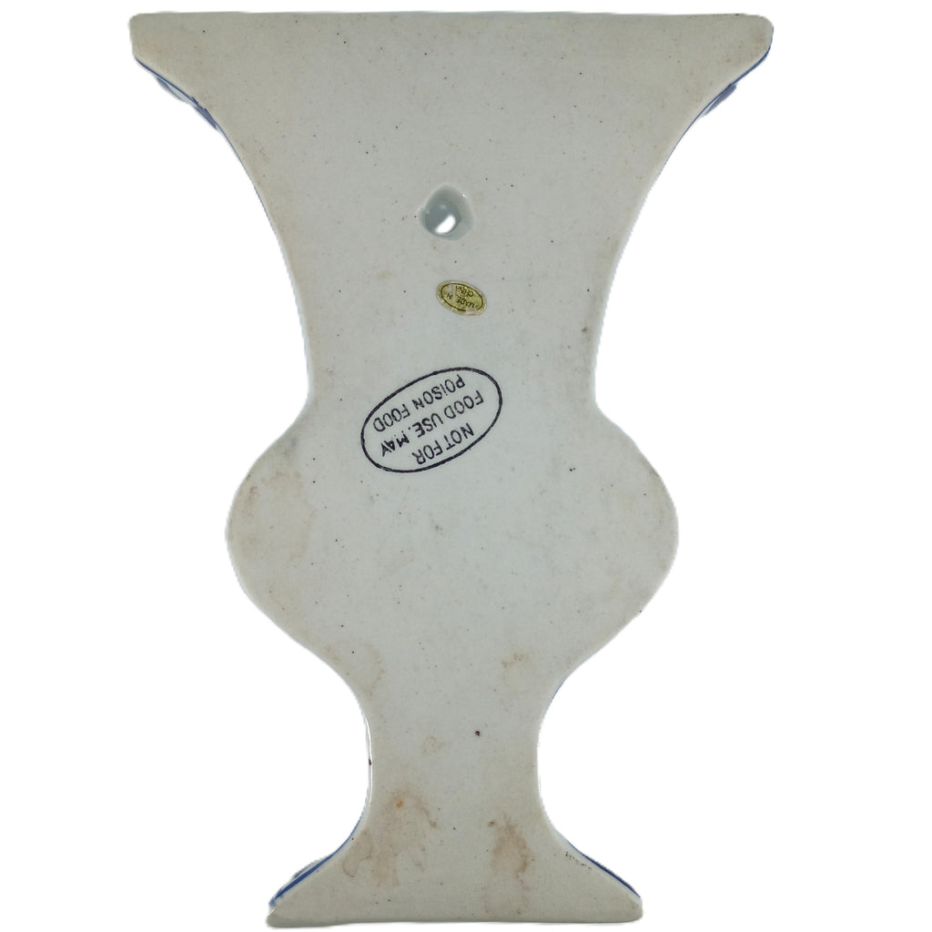 Elegant Vintage Blue & White Chinoiserie Porcelain Wall Pocket Planter