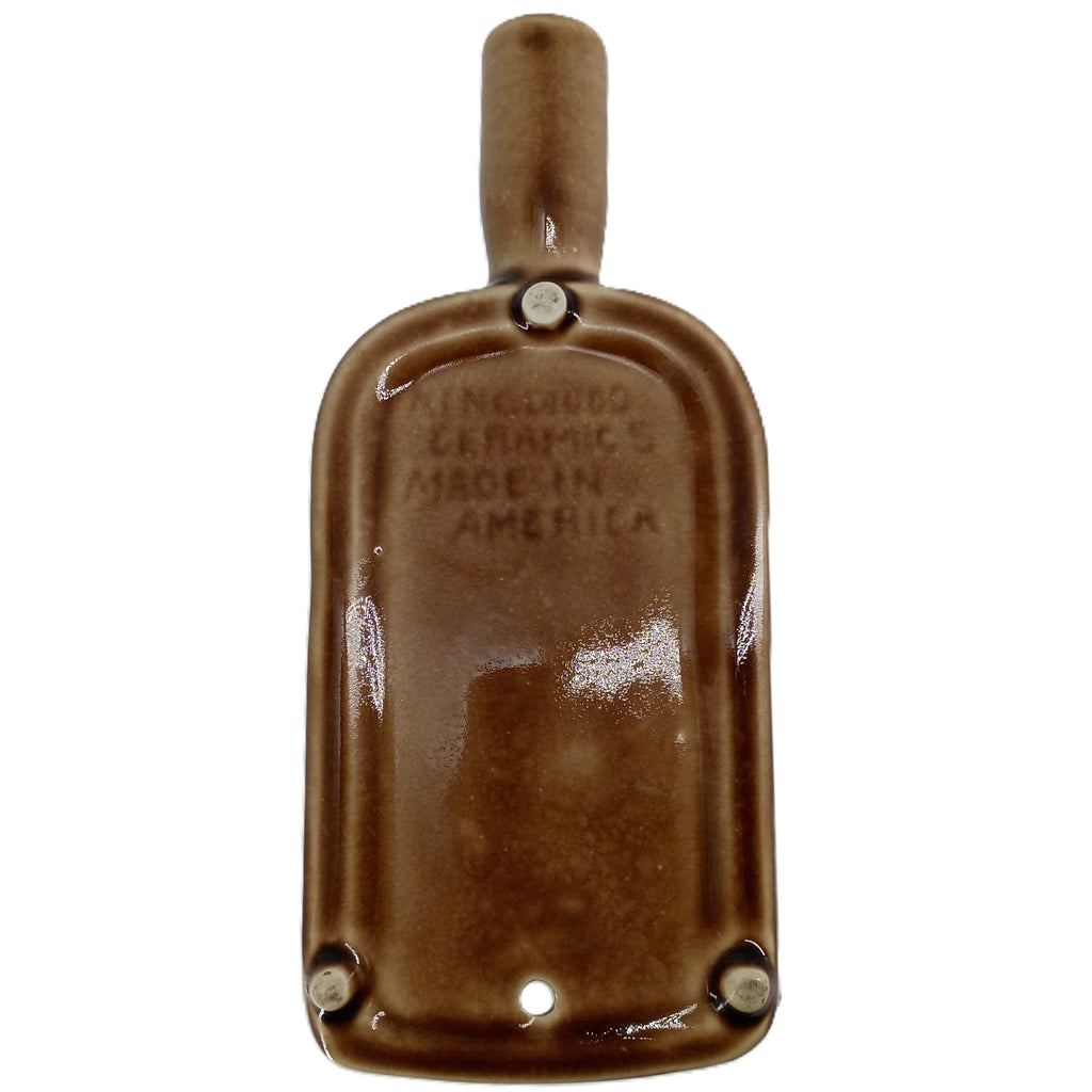 Vintage Pottery Wall Pocket Planter – Brown Drip Glaze Grapevine Relief, Made in America