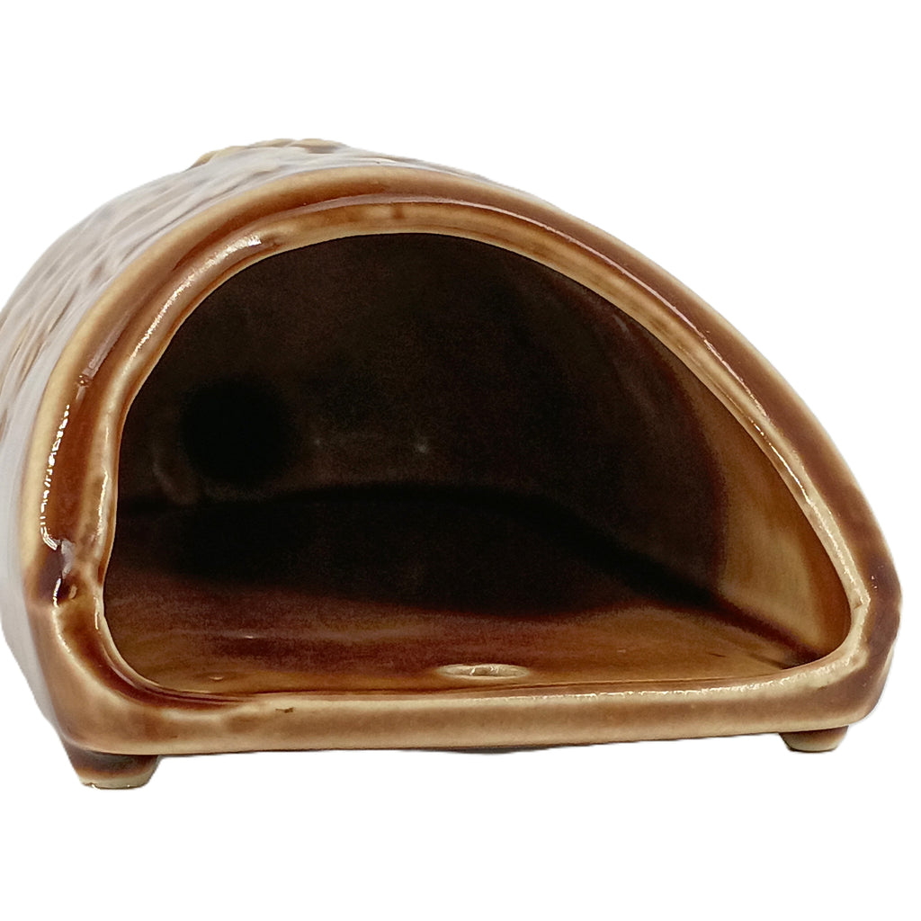 Vintage Pottery Wall Pocket Planter – Brown Drip Glaze Grapevine Relief, Made in America