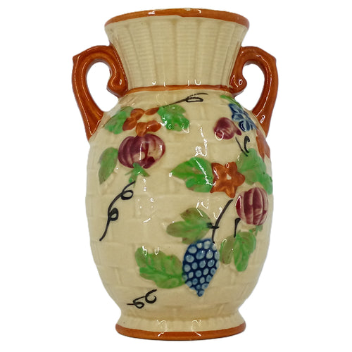 1930s Cottagecore Wall Pocket Planter with Fruit Motif