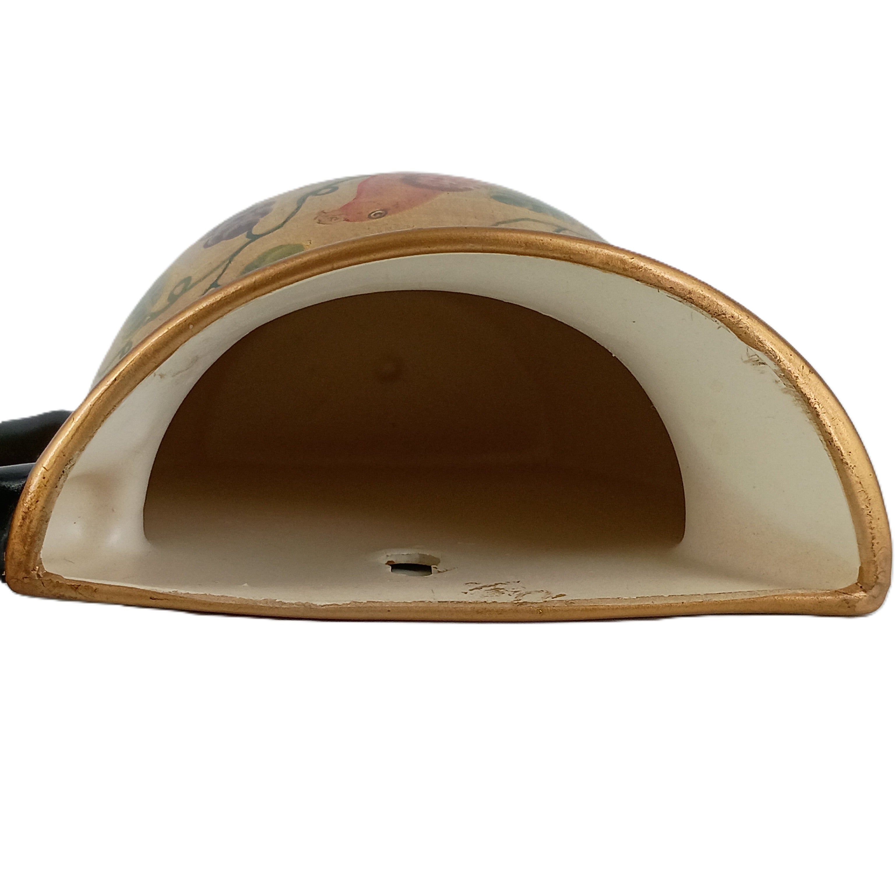 Hand-Painted Vintage Wall Pocket Planter with Bird & Grape Vine Motif