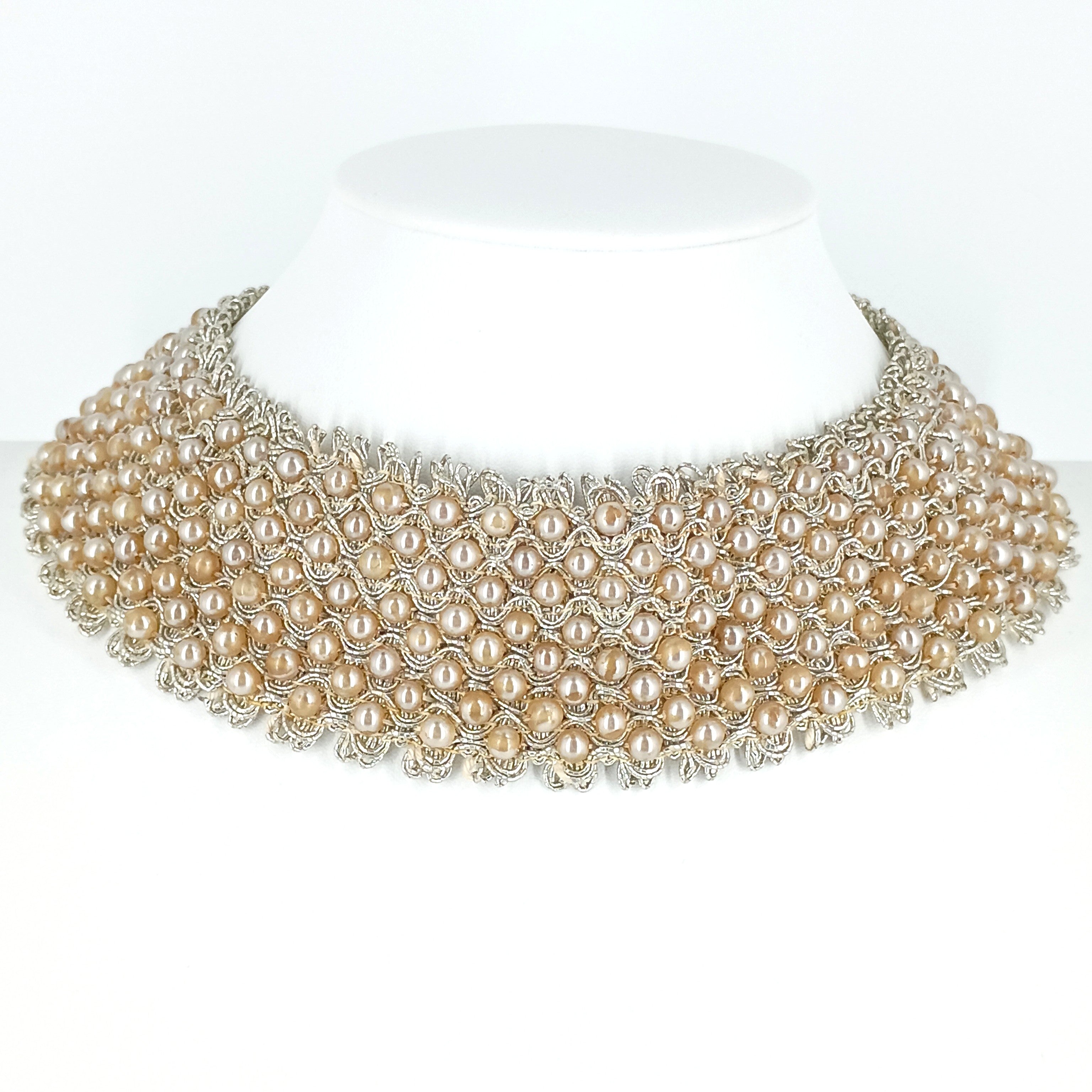Vintage Pearl Beaded Peter Pan Collar Necklace