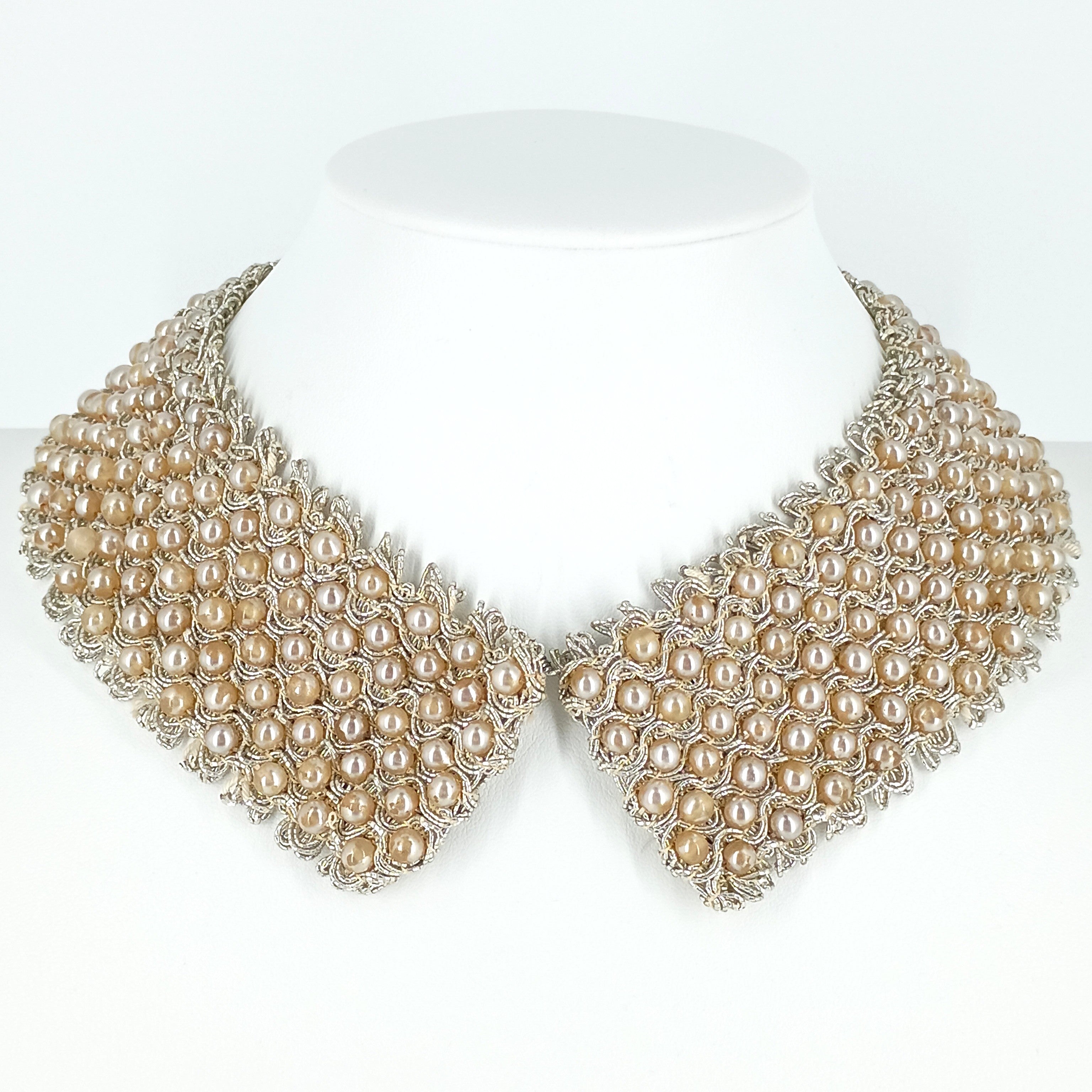 Vintage Pearl Beaded Peter Pan Collar Necklace