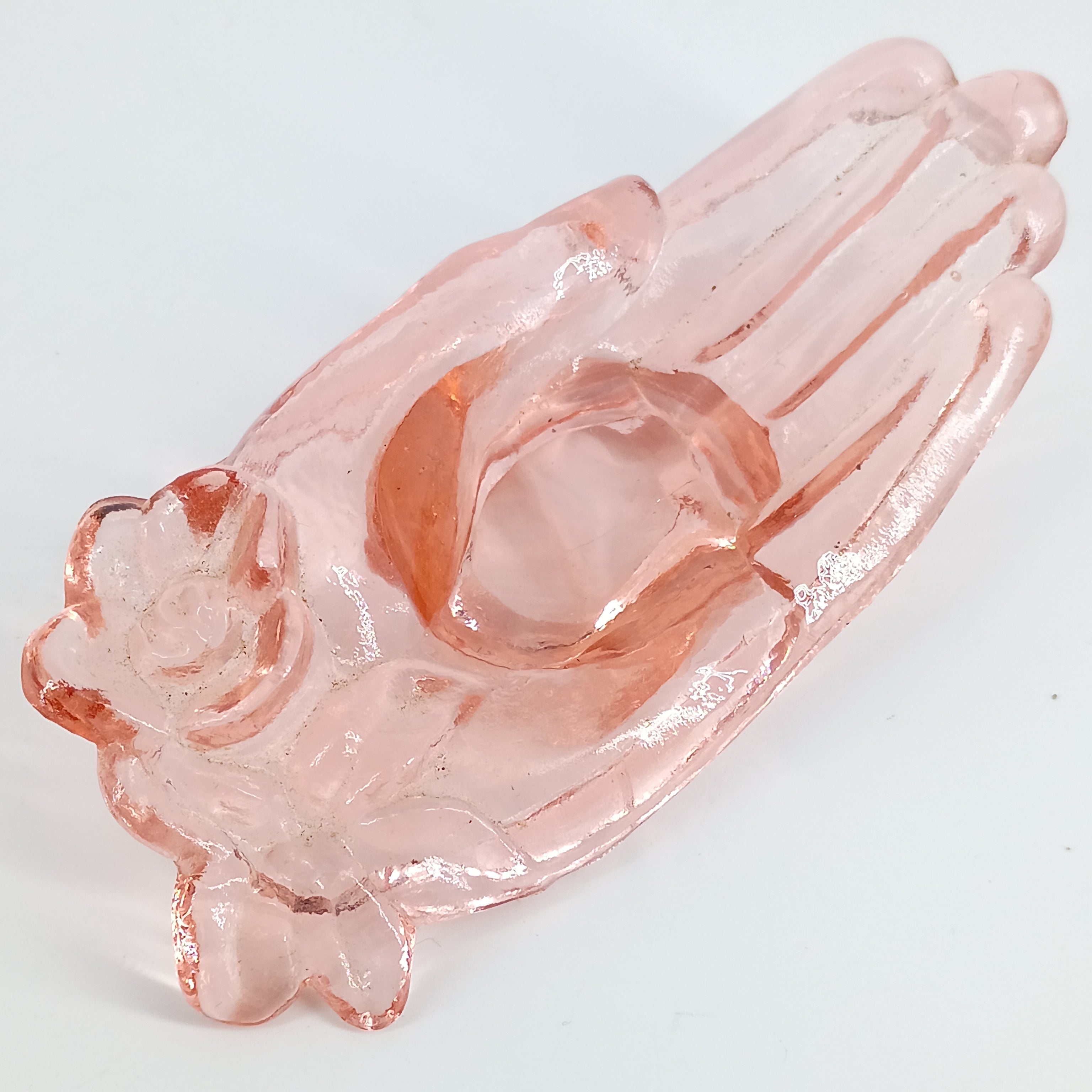 Degenhart Pink Glass Hand Ring Holder Vintage Vanity Dish