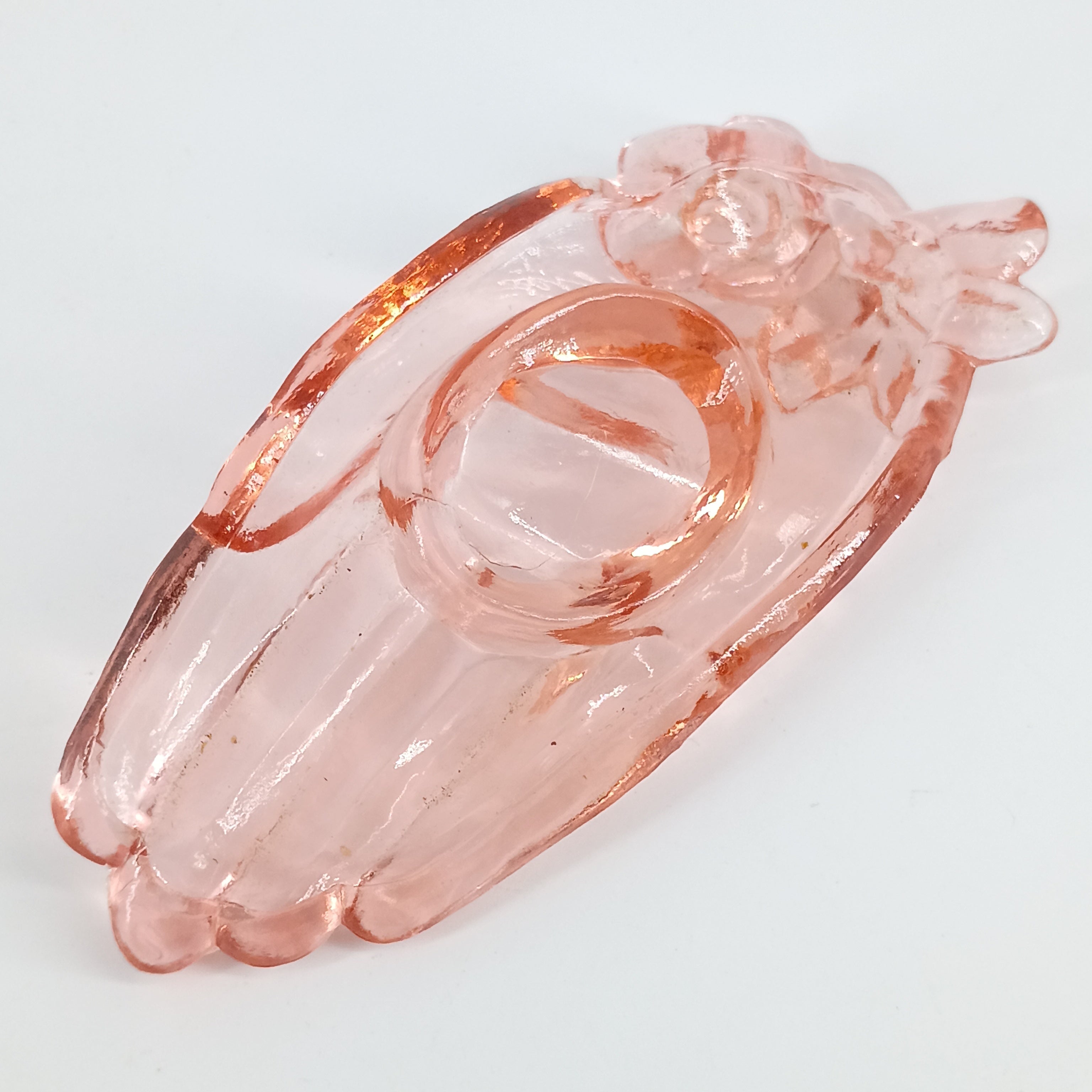 Degenhart Pink Glass Hand Ring Holder Vintage Vanity Dish