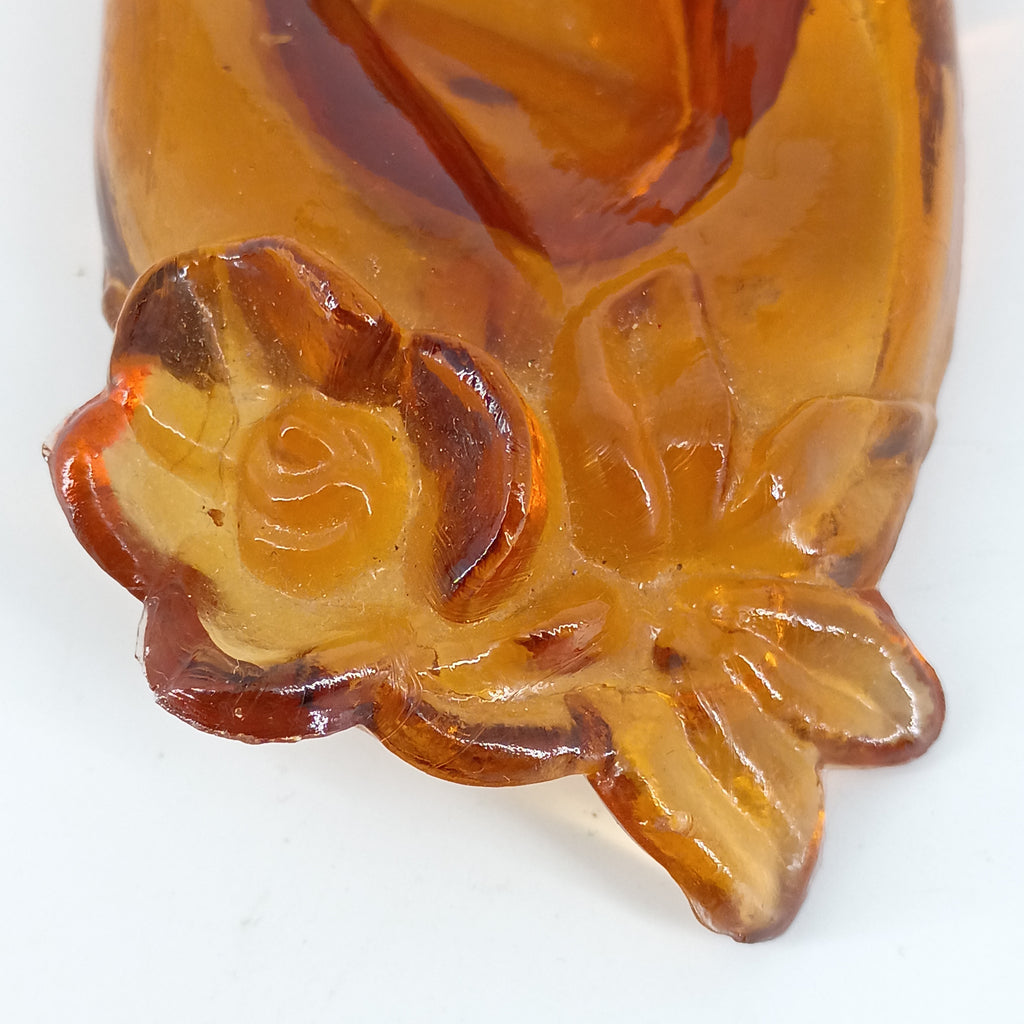 Degenhart Honey Amber Glass Hand Ring Holder Vintage Vanity Dish