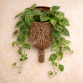 Vintage Pottery Wall Pocket Planter – Brown Drip Glaze Grapevine Relief, Made in America